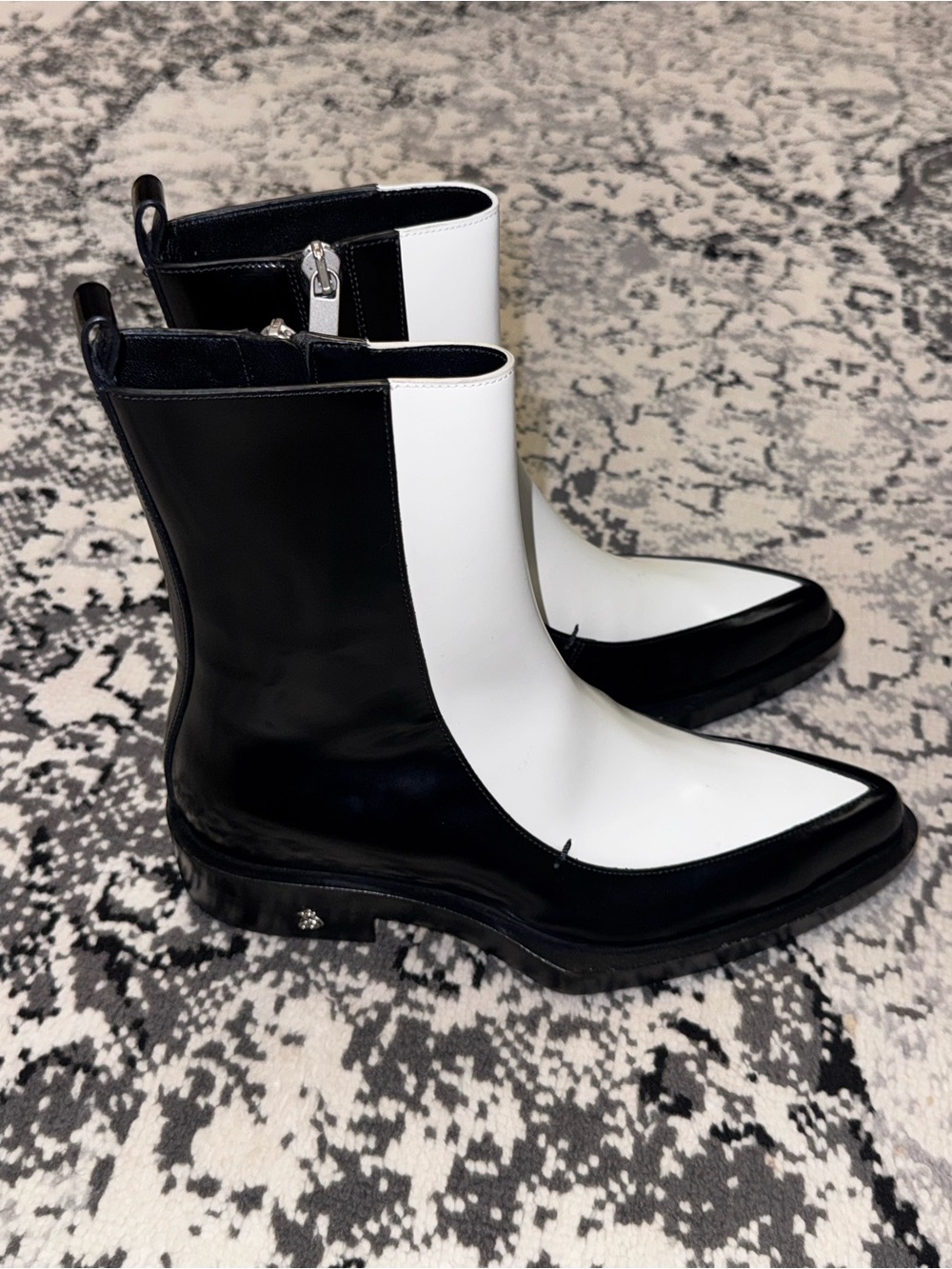 NEW! Jil Sander Black and White Two-Tone Ankle Boots Sz 6